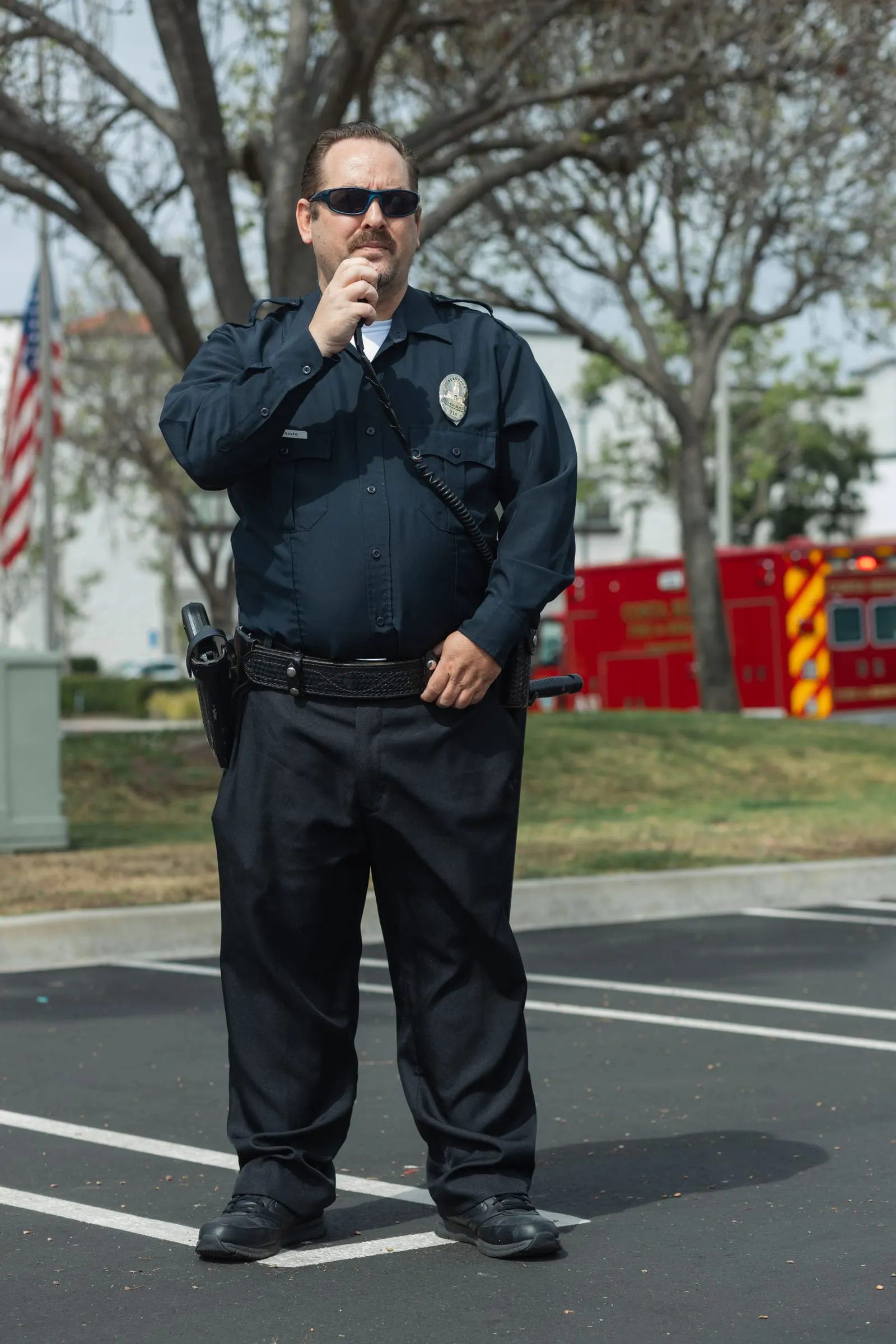 A uniformed security officer standing by, ready to help.